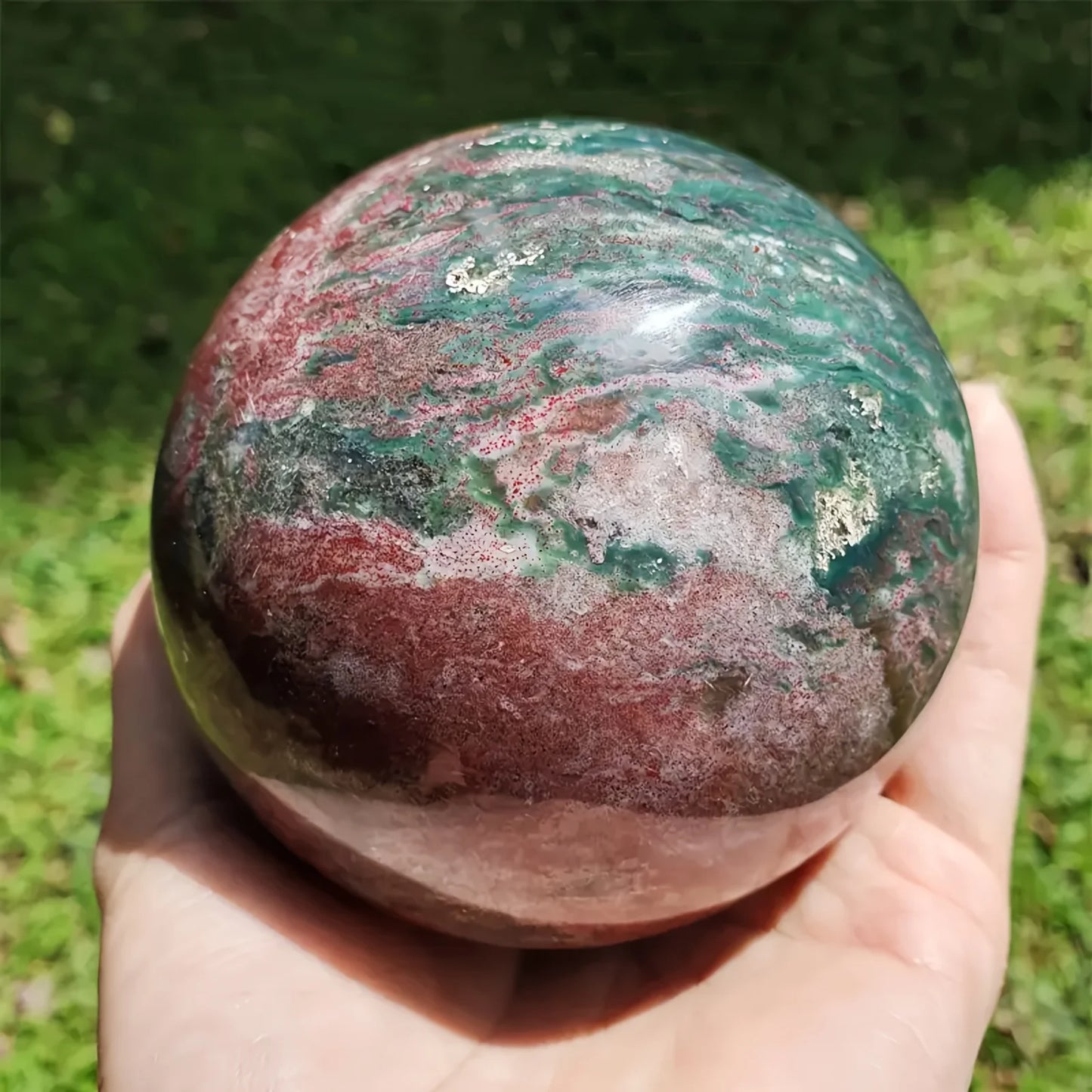 Natural Ocean Jasper Ball Decoration Healing Crystals Souvenir Gift Divination Decoration Ball Crystal Energy Home Decoration