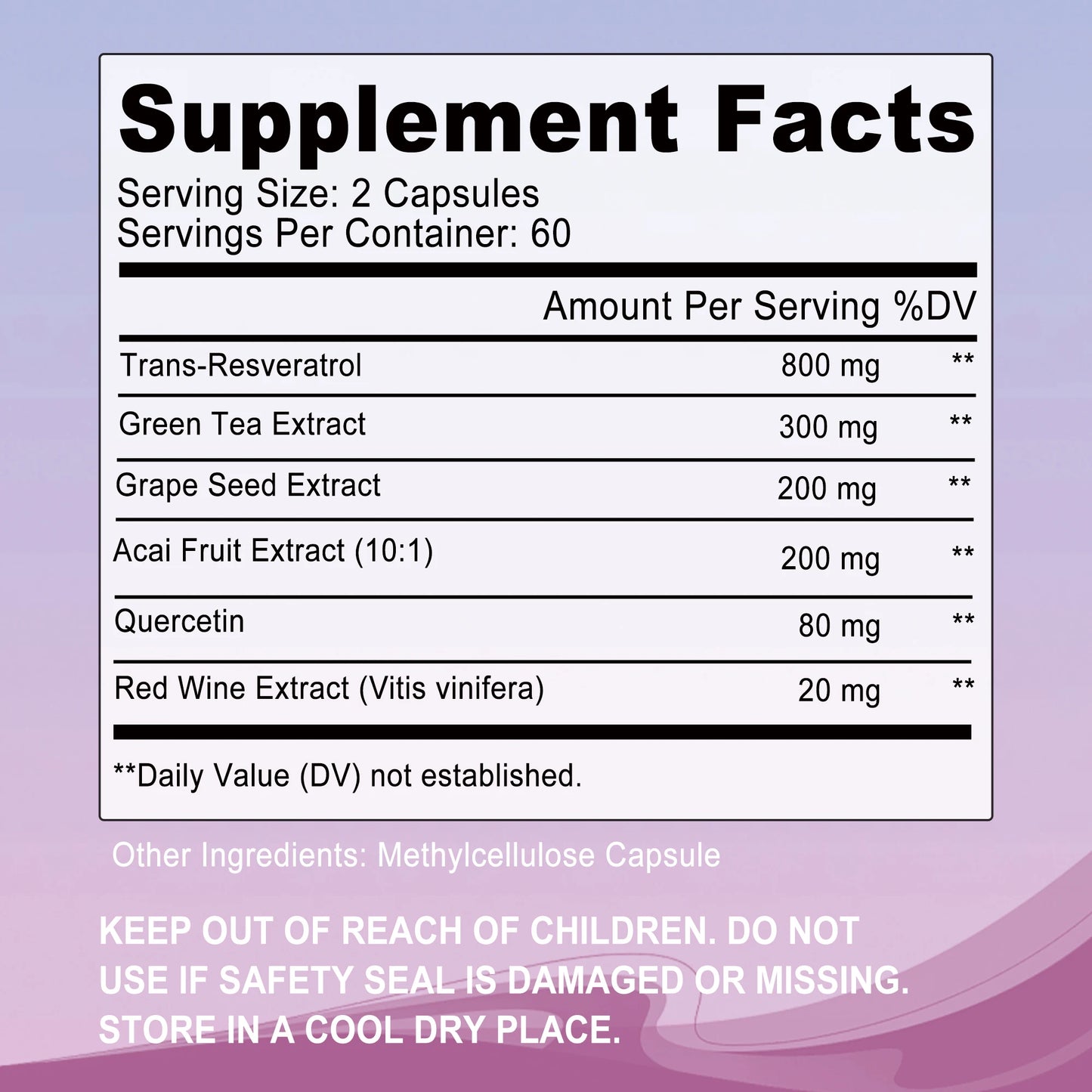 Resveratrol Capsules for Cardiovascular Health Anti Aging Antioxidants Immunity Boost and Skin Radiance 120 Count