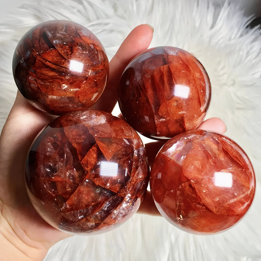 Large Fire Quartz Crystal Sphere Polished Ball Home Decor Gift Souvenir Magic Point Healing Stone