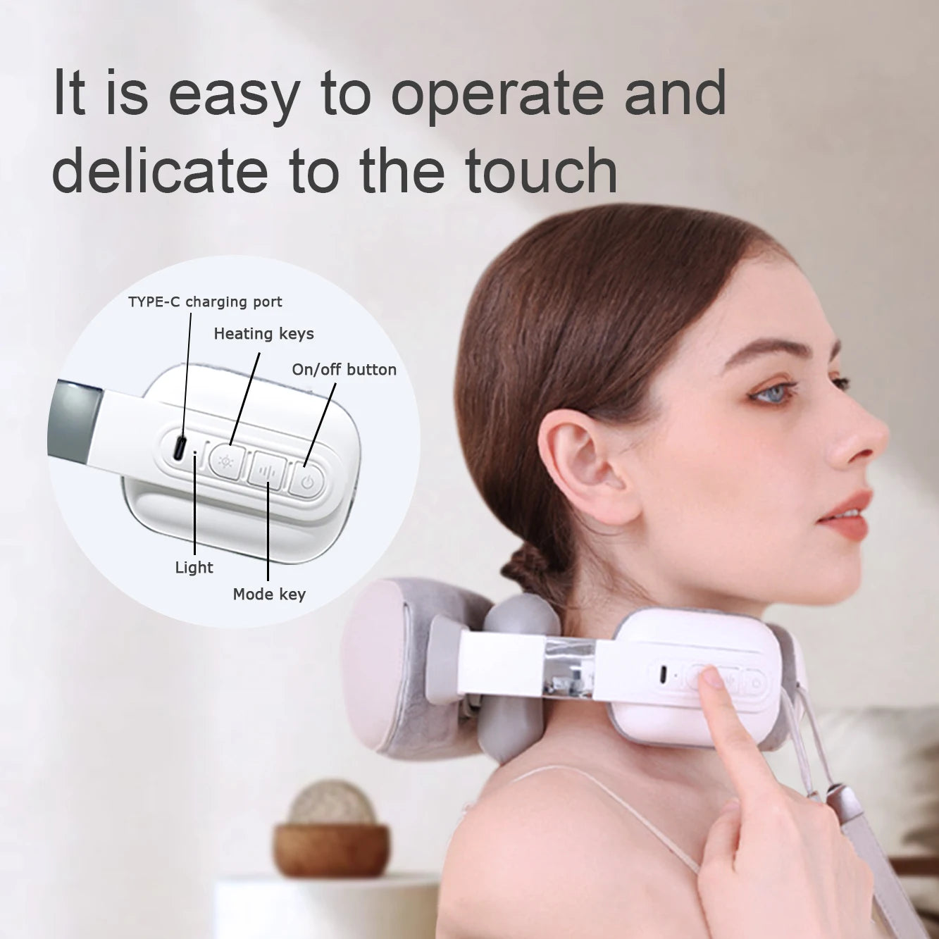 Simulated Finger Massage Multifunctional Massager Adjustable Shoulder and Neck Massage Shawl with Constant Temperature Heating and Stereo Kneading