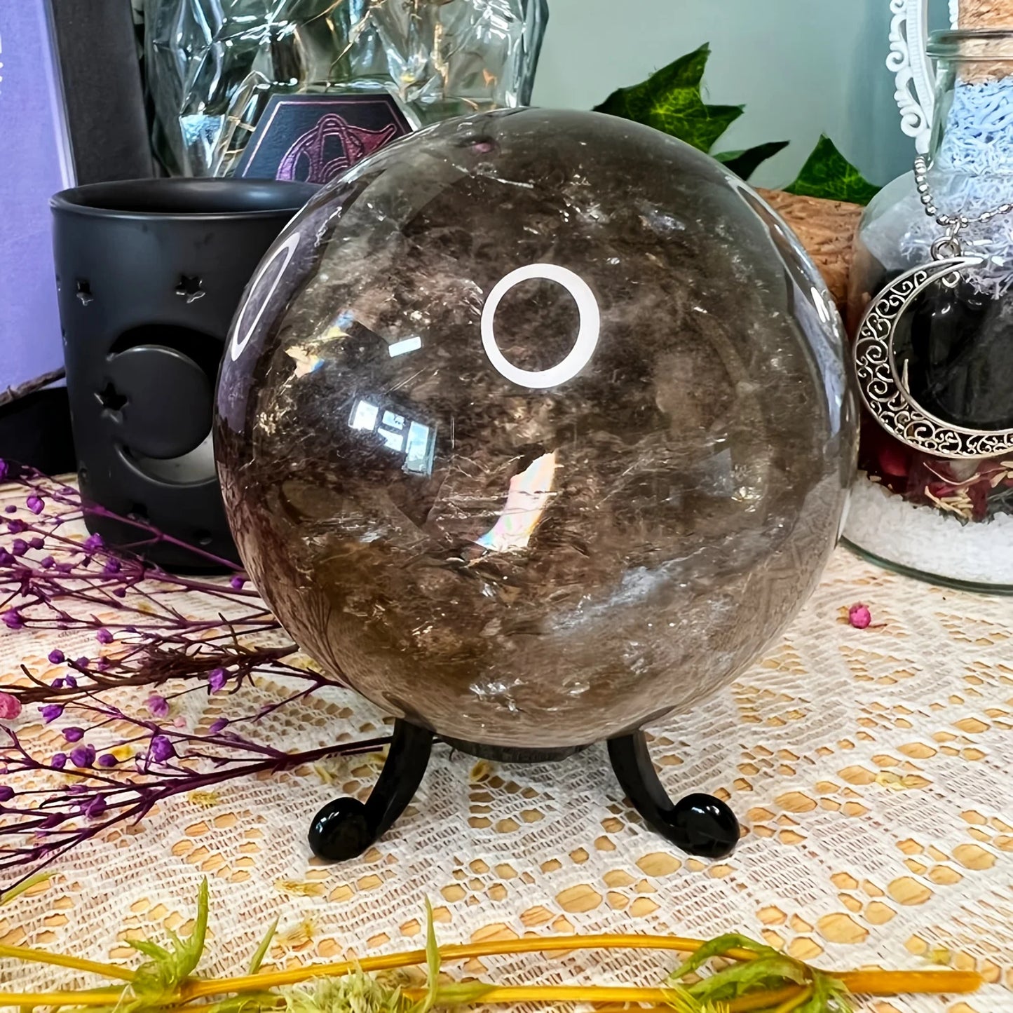 Smoky Quartz Crystal Sphere Unique Gift For Home Decor