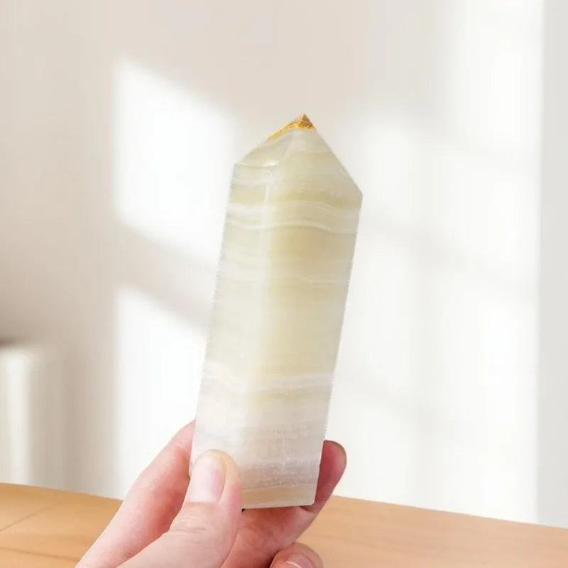Natural Afghan Jade Four Sided Crystal Tower Magic Point Healing Stone Obelisk Wand Stone Home Decor