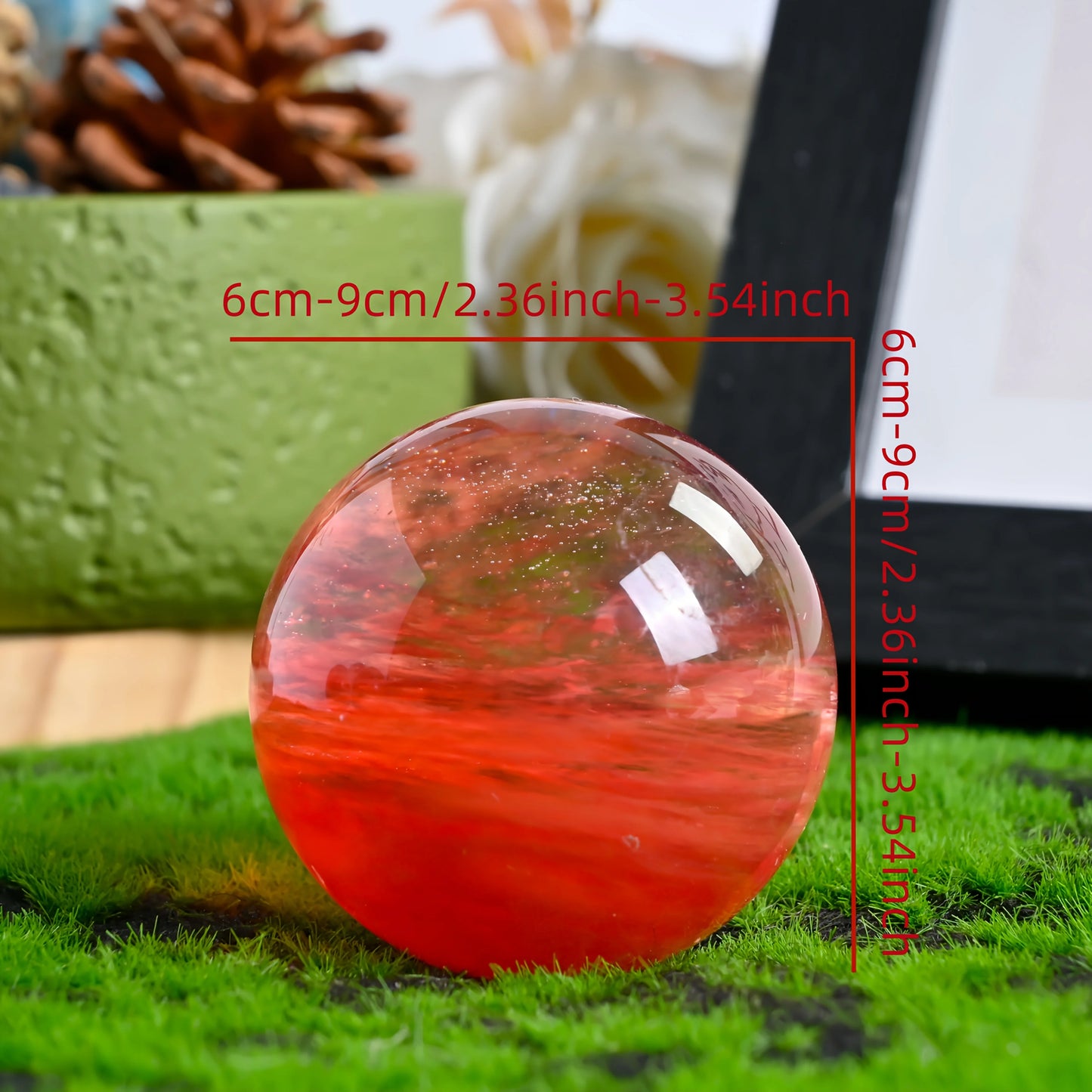 Red Smelting Stone Ball Quartz Crystal Sphere Home Decor