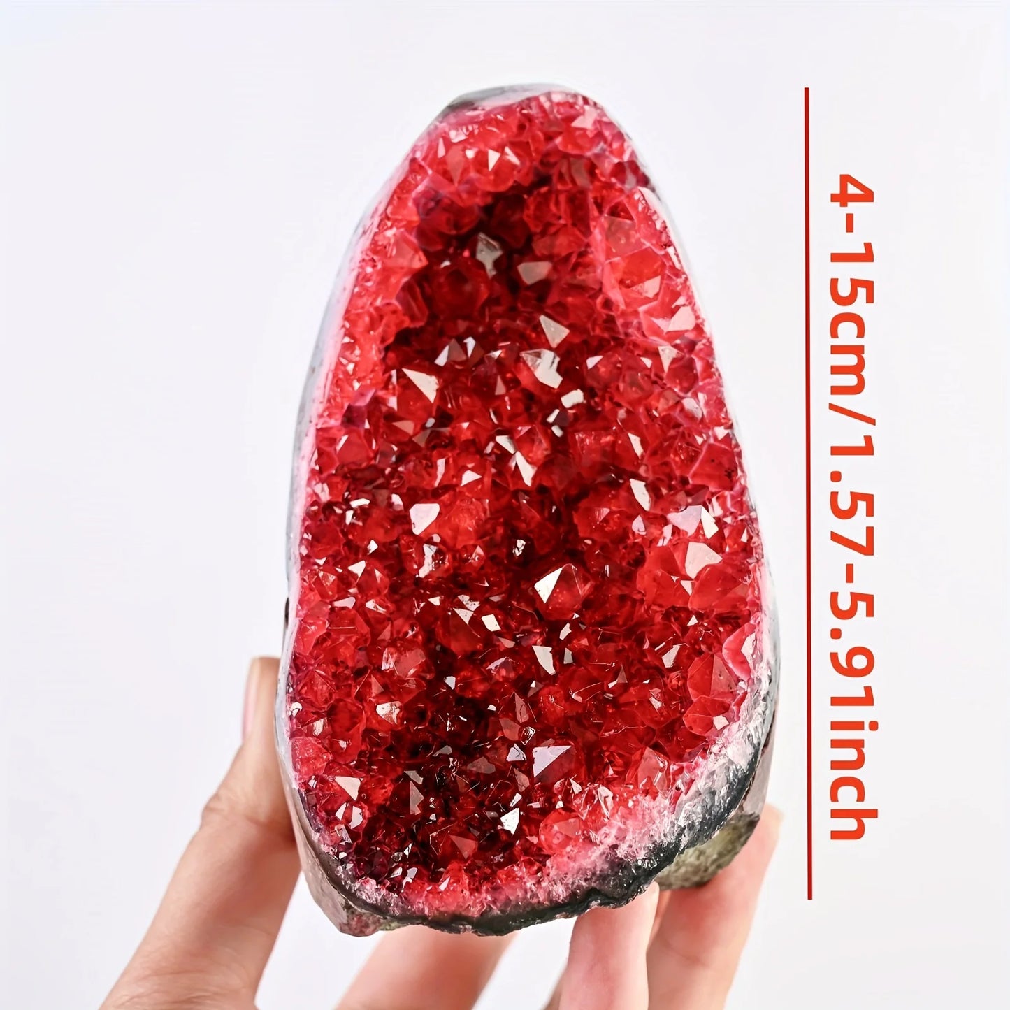 Rare Red Geode Crystal Cluster Cut Base For Home Decor