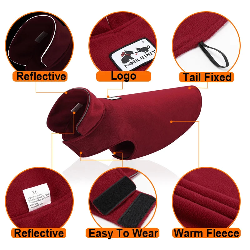 Reflective Big Dog Coats Soft Fleece Jacket Winter Warm Pet Jackets for Small and Large Dogs