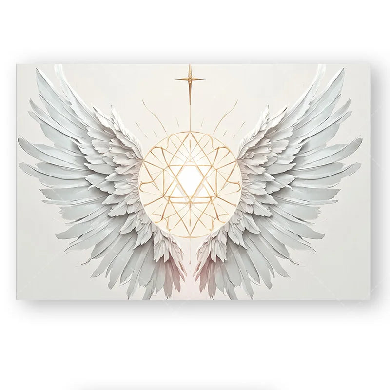 Elegant Angel Wings Wall Tapestry Boho Sunburst Design