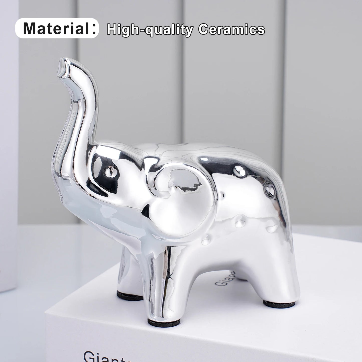 Ceramic Elephant Statue Pair Animal Sculpture Craft for Home Office Desktop Decor Wealth Lucky Gift for Christmas and Mother's Day