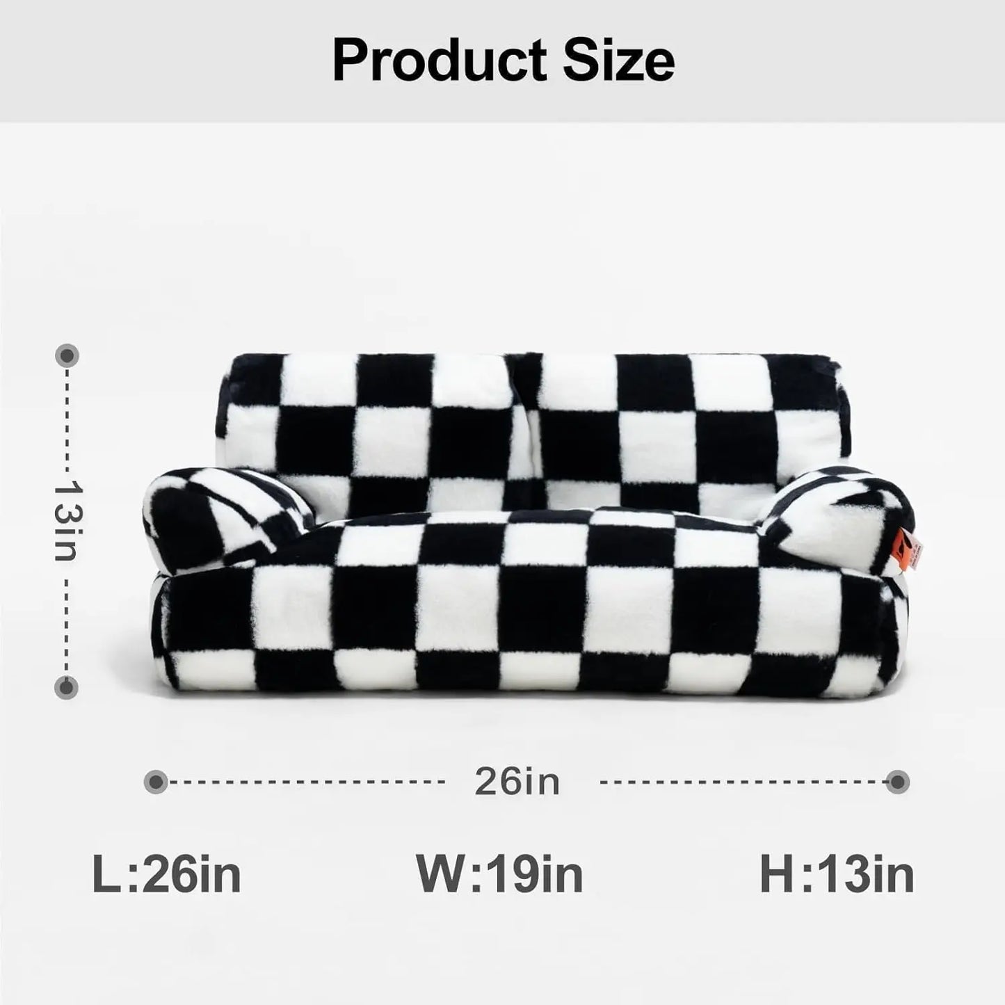 Mewoofun Pet Couch Bed 26 Inch by 19 Inch by 13 Inch Washable Cat Beds for Medium and Small Dogs and Cats up to 25 Pounds Fluffy Cat Couch in Black and White
