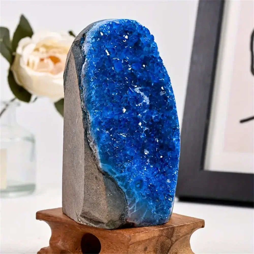 CrystalHola Premium Blue Quartz Cluster With Display Base