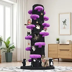 Super Large Cat Tree for Indoor Cats All in One Tall Cats Tower with Scratching Post Luxury Multi Level Solid Wood Cat Condo