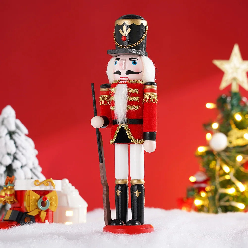 30cm Wooden Nutcracker Soldier Puppet Statues Christmas Gift Home Decor