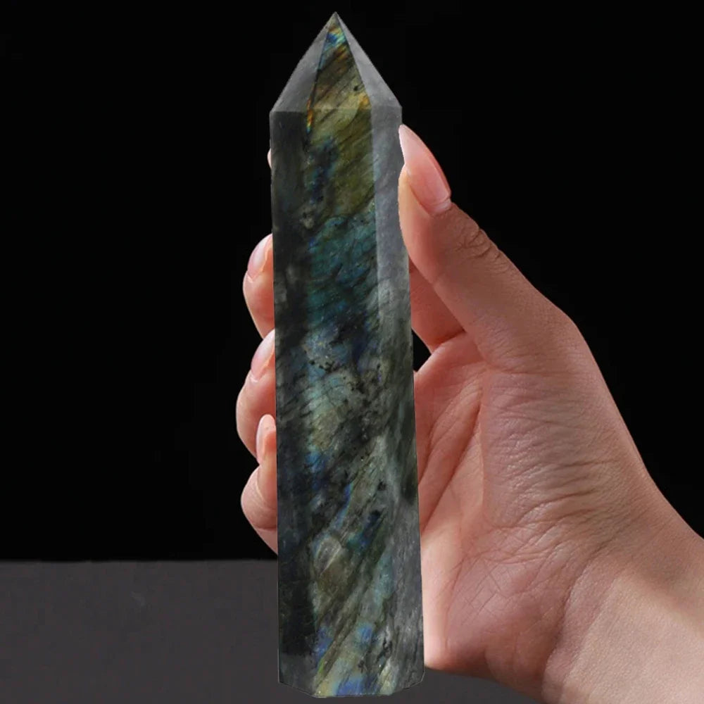15cm Natural Amethyst Hexagonal Prism Crystal Wand Large Size Lapis Lazuli Tower Home Decoration Labradorite Craft