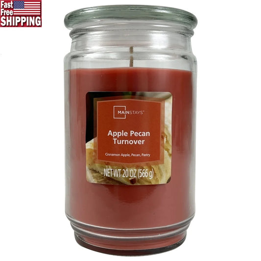 Apple Pecan Scented Candle 20 Ounce Single Wick Decorative Glass Jar Warm Spicy Aromatherapy Relaxation Gift Home Decor 100 To 120 Hour