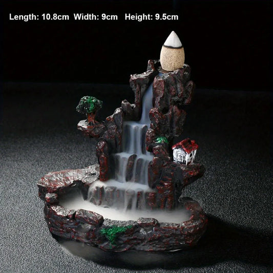 Resin Incense Waterfall Burner with 60 Incense Cones and Stand