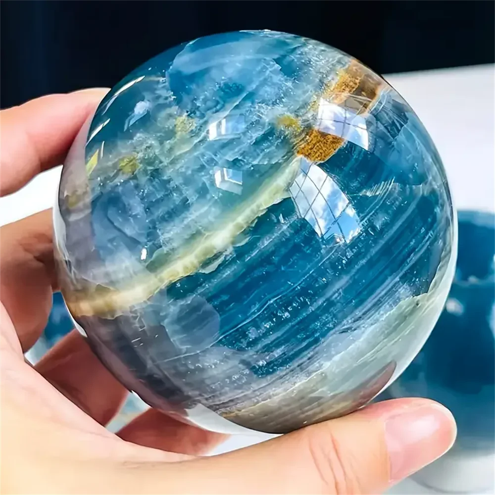 1pc Stunning Natural Blue Onyx Sphere Blue Lace Onyx Ball for Home and Office Decor Unique High End Gift