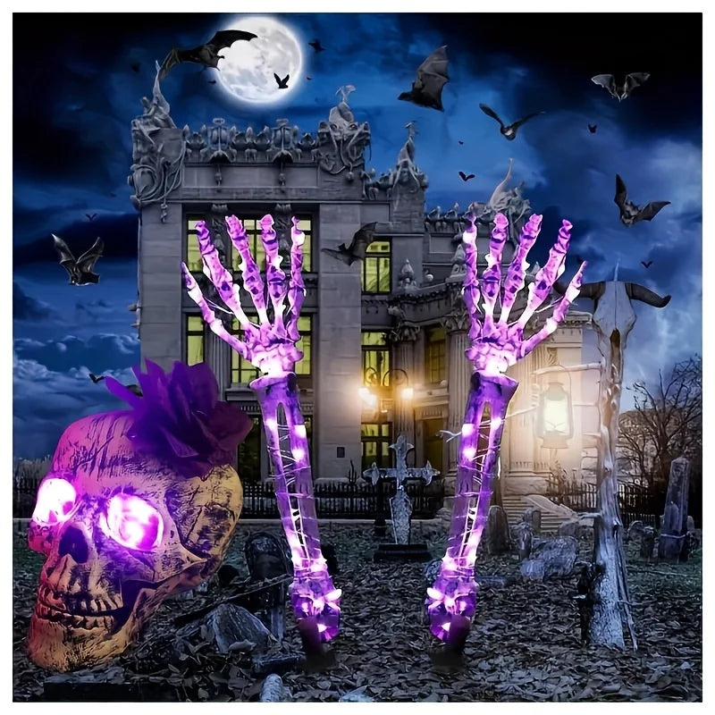 Halloween Light Up Skeleton Set Skull And Arms Party Cosplay