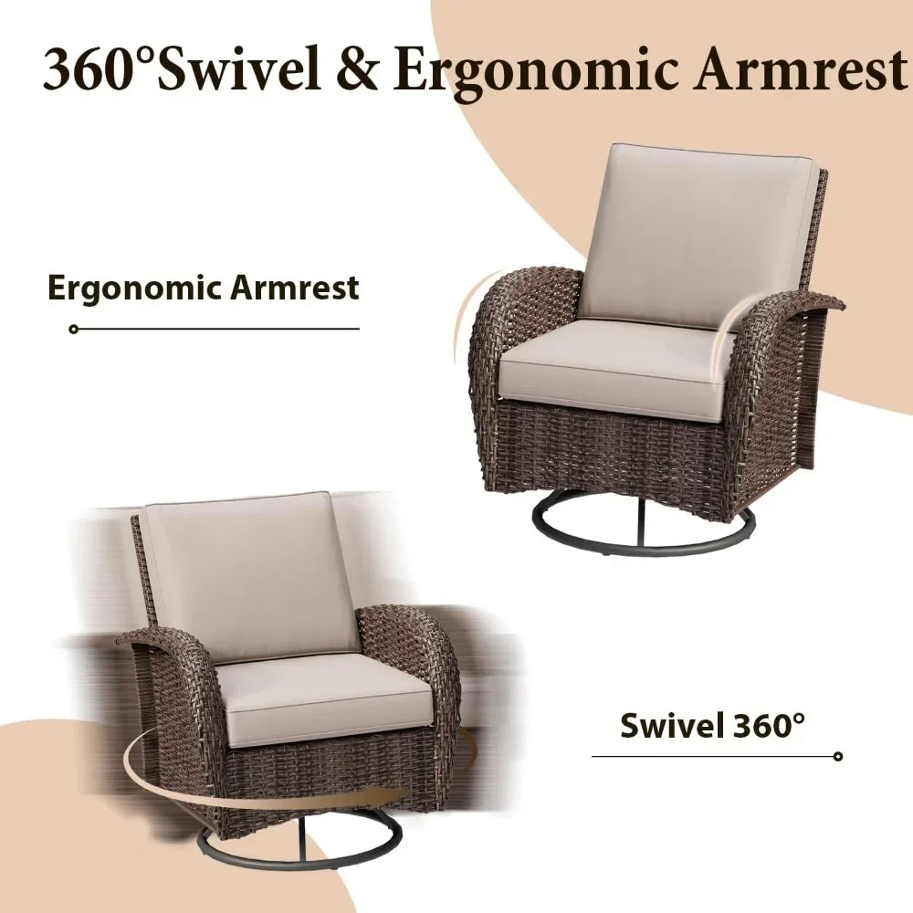 3 Piece Rattan Wicker Patio Set With Table And Chairs