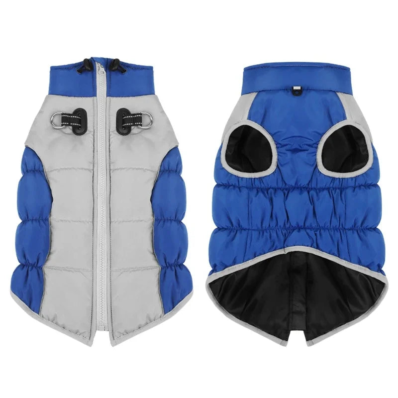 XL to 6XL Zipper Dog Winter Warm Coat Jacket Reflective Fleece Cold Weather Vest with Leash D Rings for Medium Large Dogs