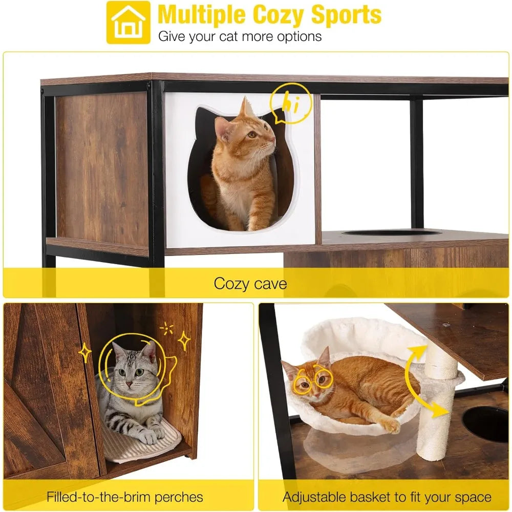 Wooden Cat Washroom Furniture Enclosure Hidden Litter Box