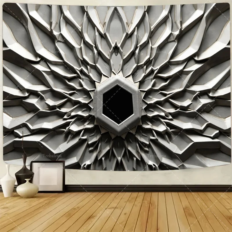 Elegant Angel Wings Wall Tapestry Boho Sunburst Design