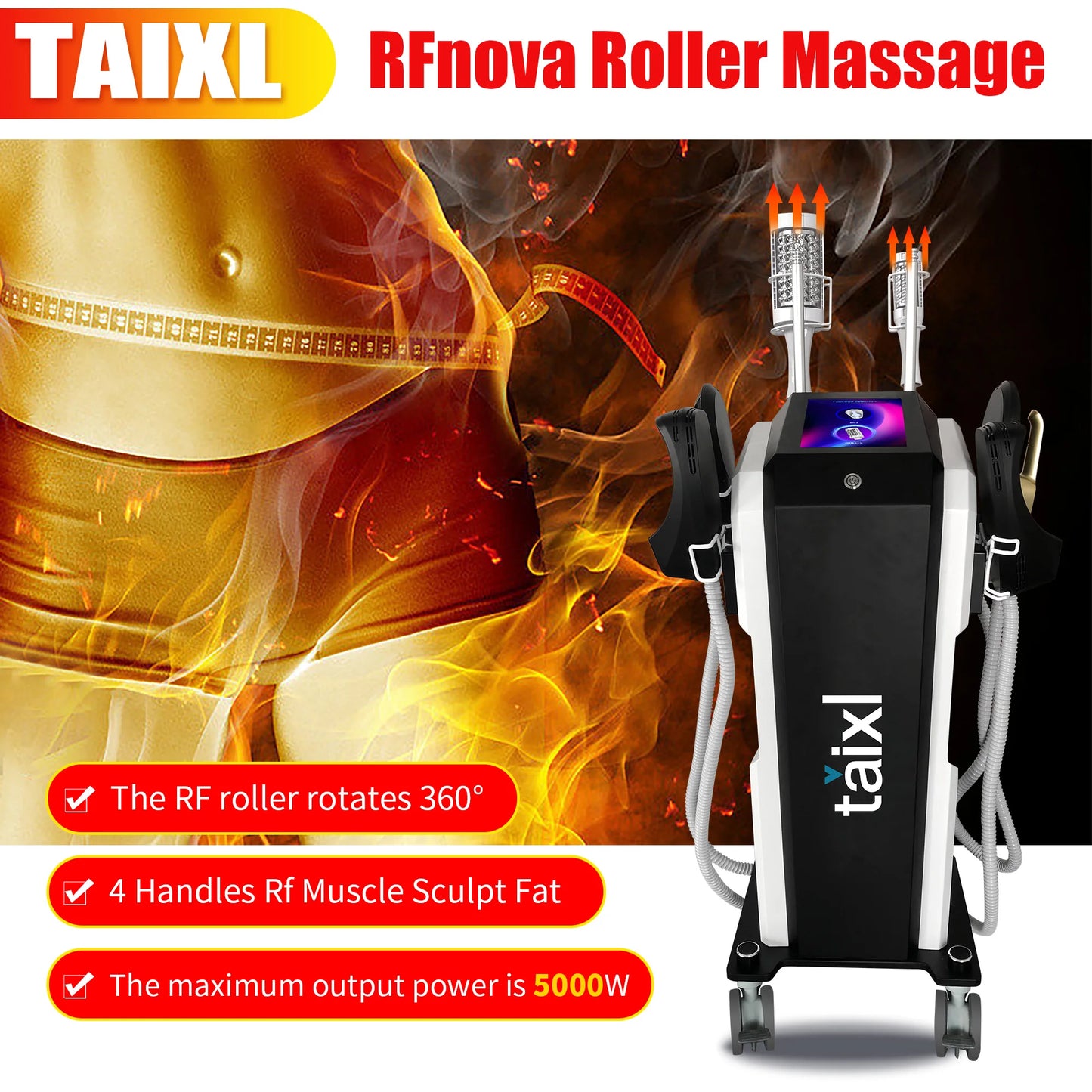 New EMS 2 in 1 Roller Massage Weight Loss Therapy 40K Compressive Micro Vibration Vacuum 5D Body Slimming Machine