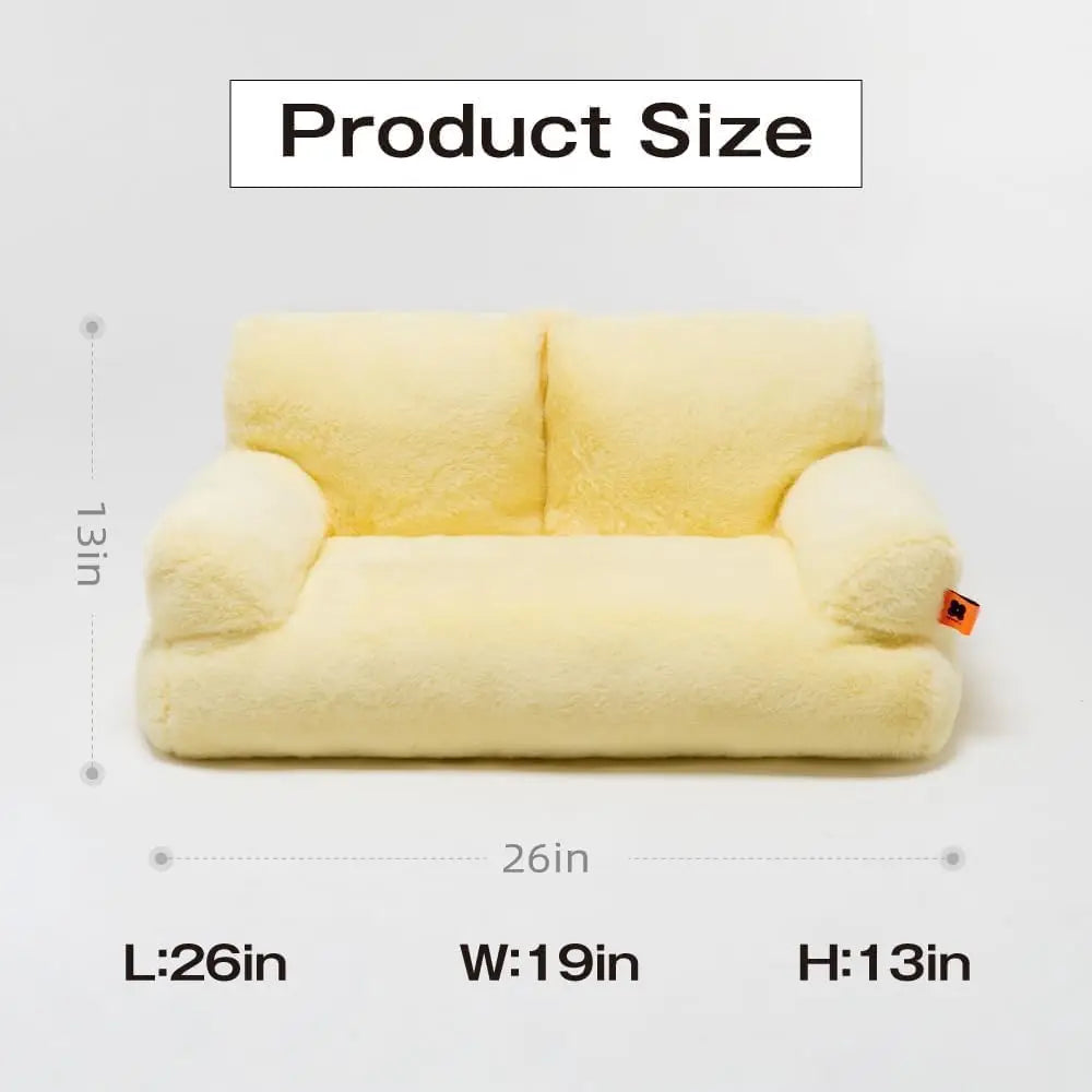 Mewoofun Pet Couch Bed 26 Inch by 19 Inch by 13 Inch Washable Cat Beds for Medium and Small Dogs and Cats up to 25 Pounds Fluffy Cat Couch in Black and White