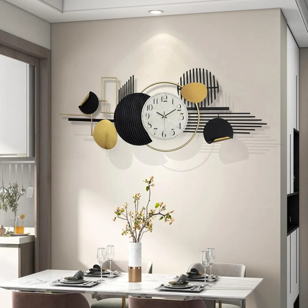 Large Abstract Round Metal Wall Art 3D Black And White Modern Geometric Decor