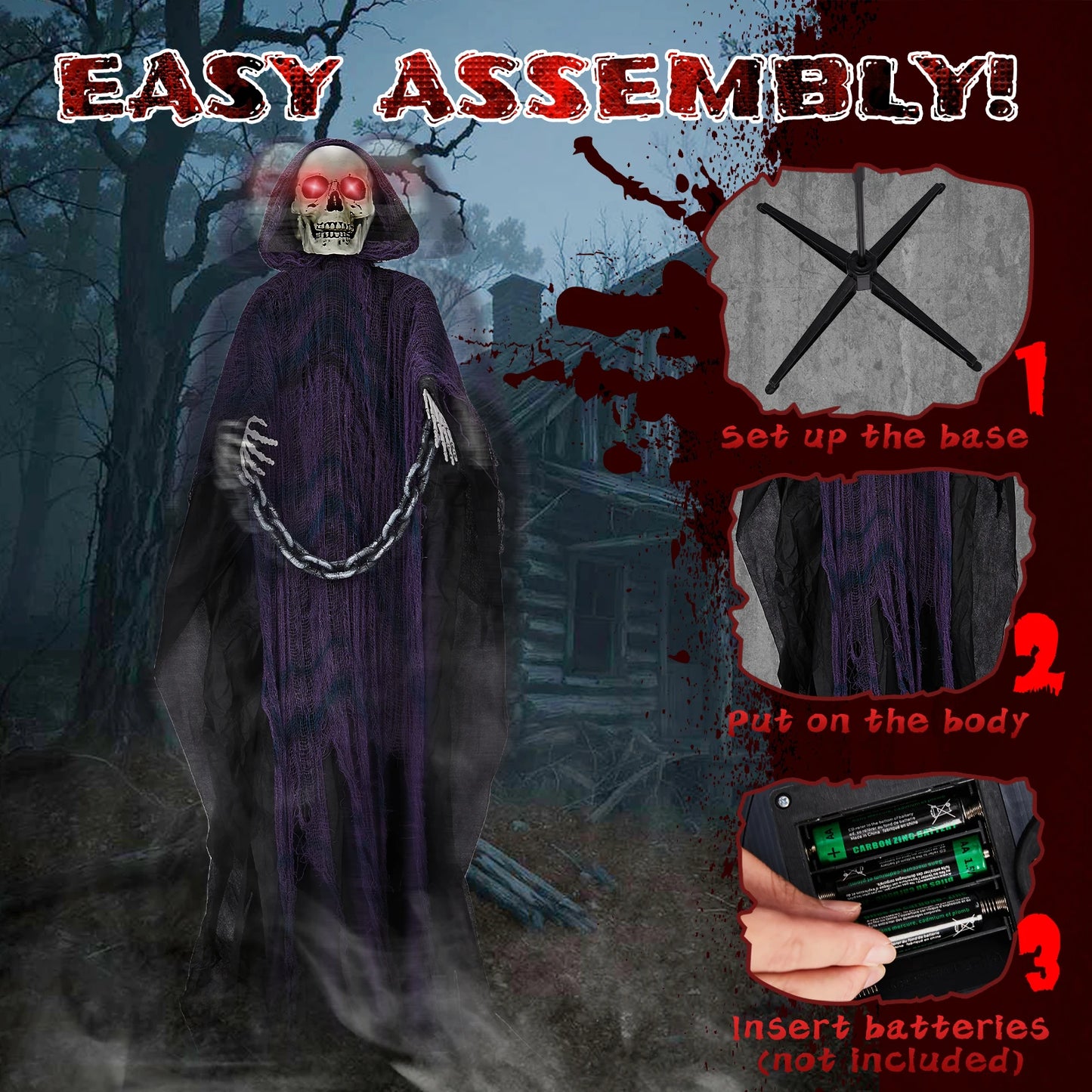 Life Size Grim Reaper Animatronic Outdoor Halloween Decor