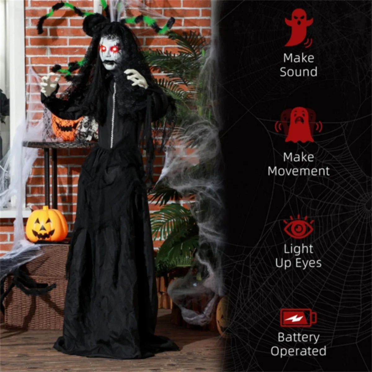 Touch Or Sound Activated Zombie Bride Halloween Decor