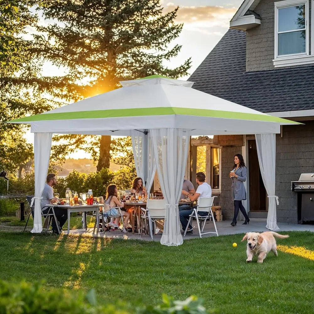 Amada 13x13 Pop Up Gazebo Outdoor Canopy Tent with Mosquito Netting for Backyard and Patio Furniture
