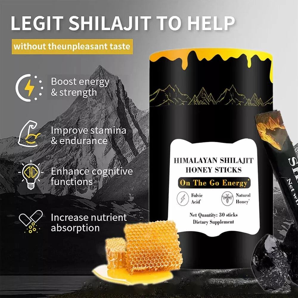 Shilajit Honey Sticks 30 Pack For Energy And Cognition