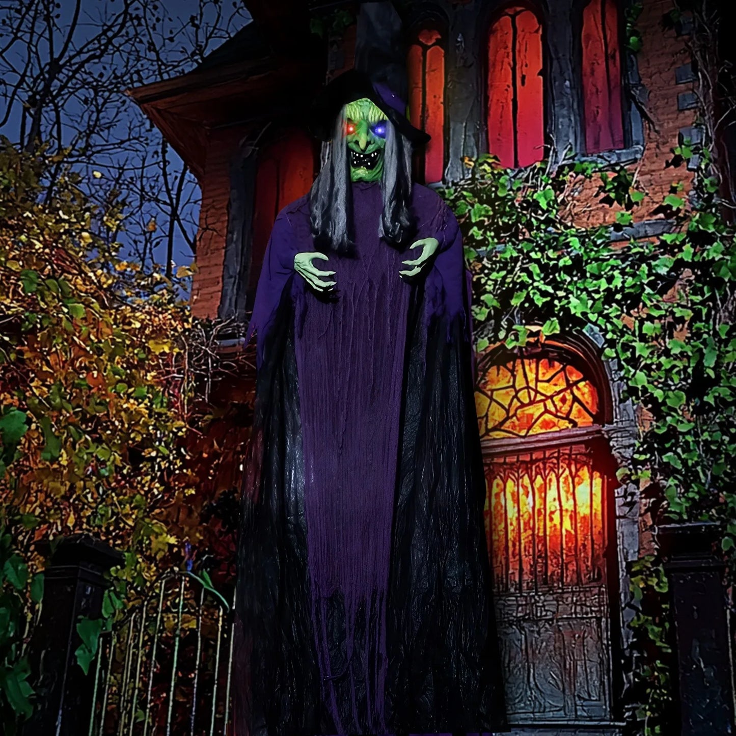 12 Feet Animated Halloween Witch Prop Voice Control