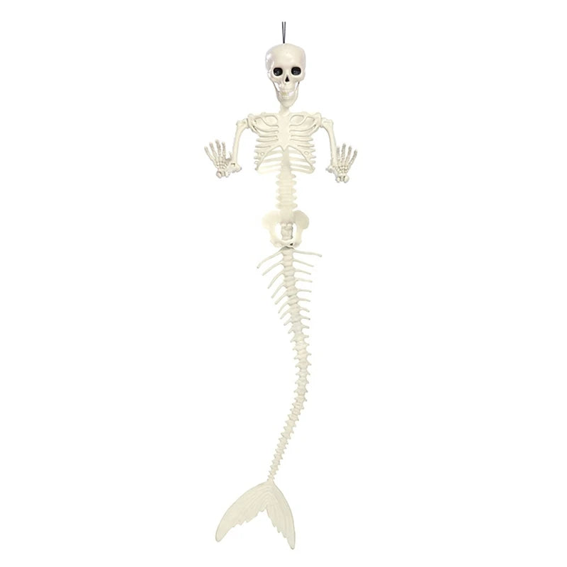 Mermaid Skeleton Halloween Decoration Life Size White