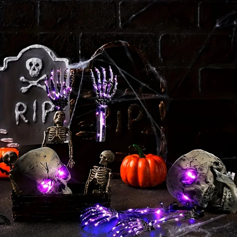 Halloween Light Up Skeleton Set Skull And Arms Cosplay Gift