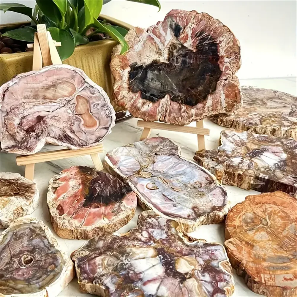 1pc Large stone wood crystal panels - With intricate wood grain and mineral patterns, featuring natural stone decoration,