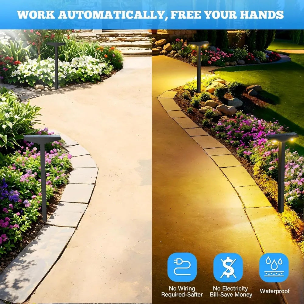Solar Pathway Lights Waterproof Garden Decor Warm White