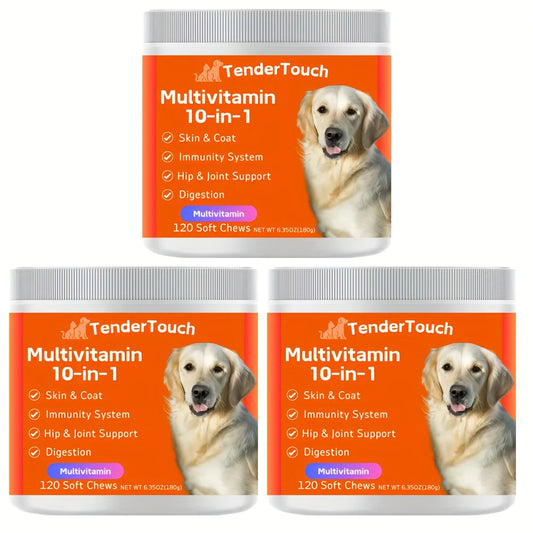 360 Chews TenderTouch Multivitamin Dog Supplement 3 Pack 540g Grain Free with Digestive Enzymes