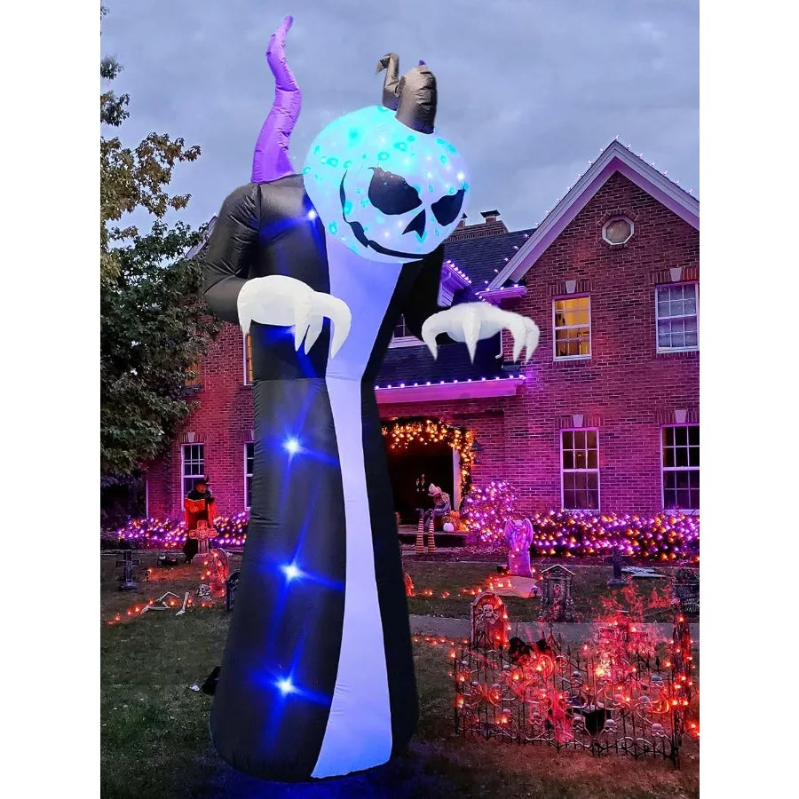 10 Ft Halloween Inflatable Ghost And Pumpkin Decoration LED