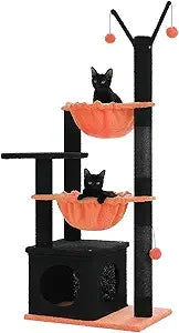 Modern Cat Tree for Large Cats Wood Cat Tower for Indoor Cats Real Branch Luxury Cat Furniture with Super Large Cozy Condo