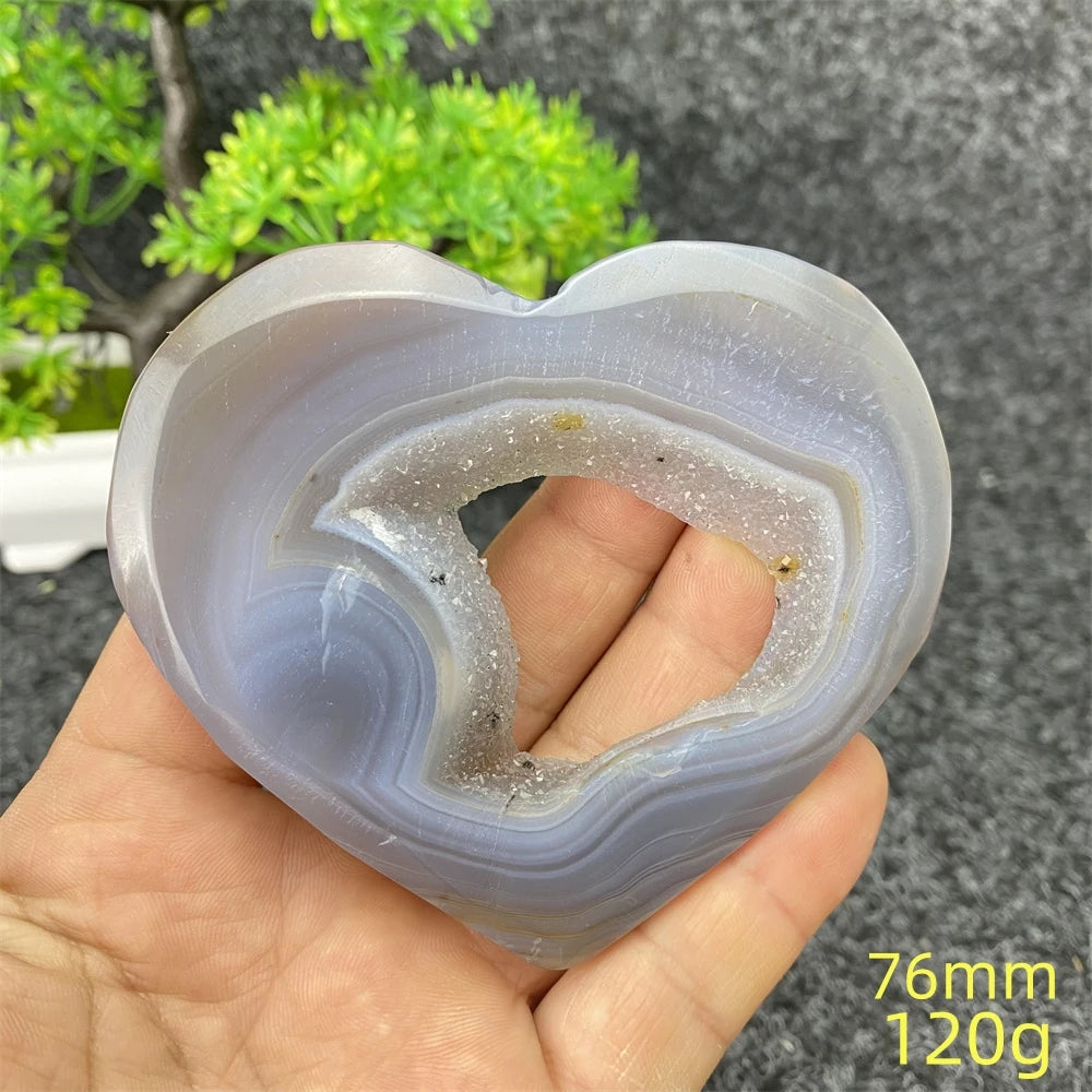 Natural Blue Agate Geode Heart Shaped Agate Reiki Healing Spiritual Meditation Home Decor Birthday Gift