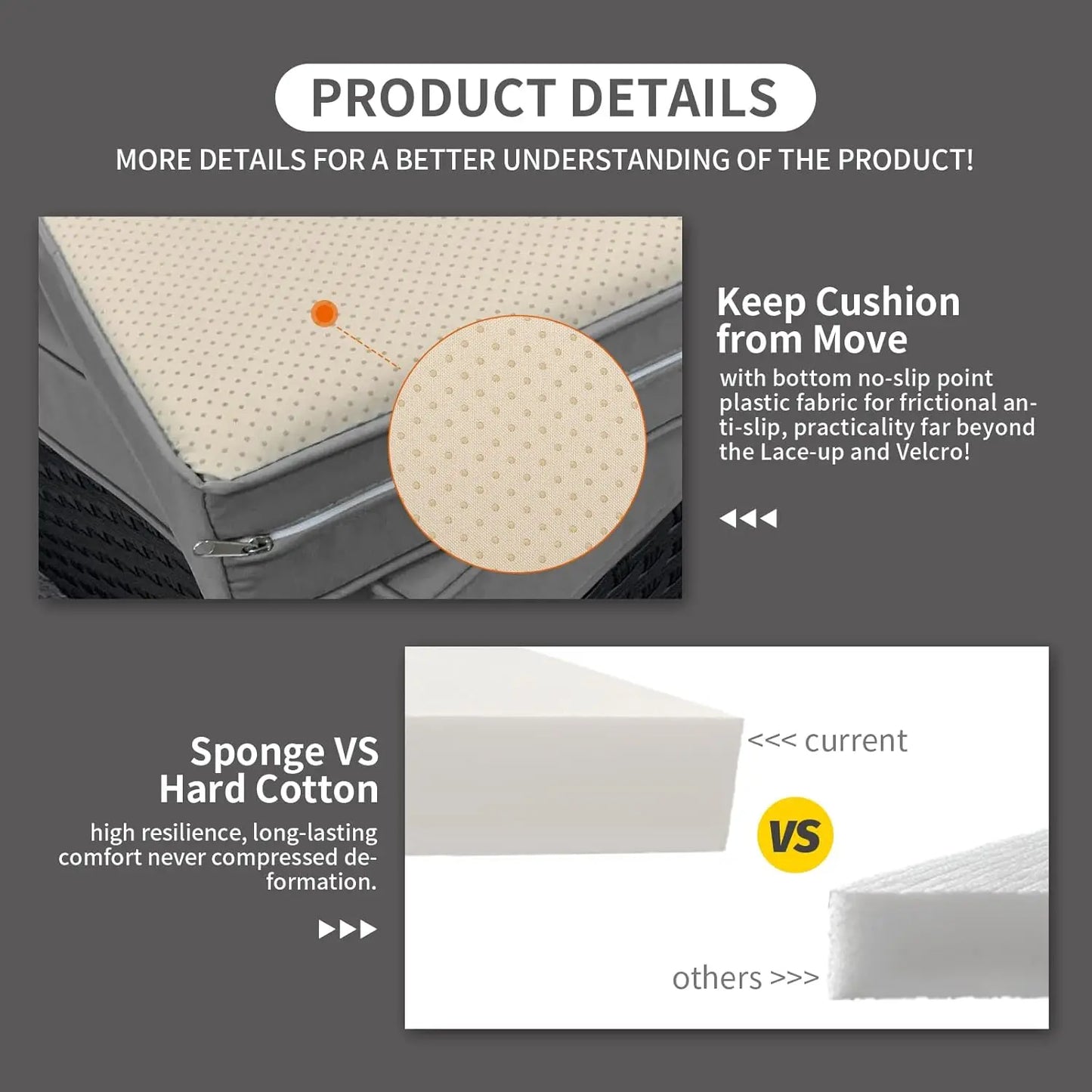 3 Piece Patio Furniture Set Outdoor Sectional Wicker Ottoman