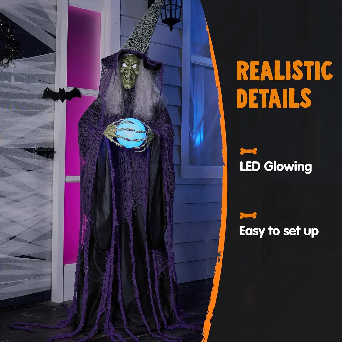 Joyfy 72 Inch Halloween Witch Animatronic With Motion