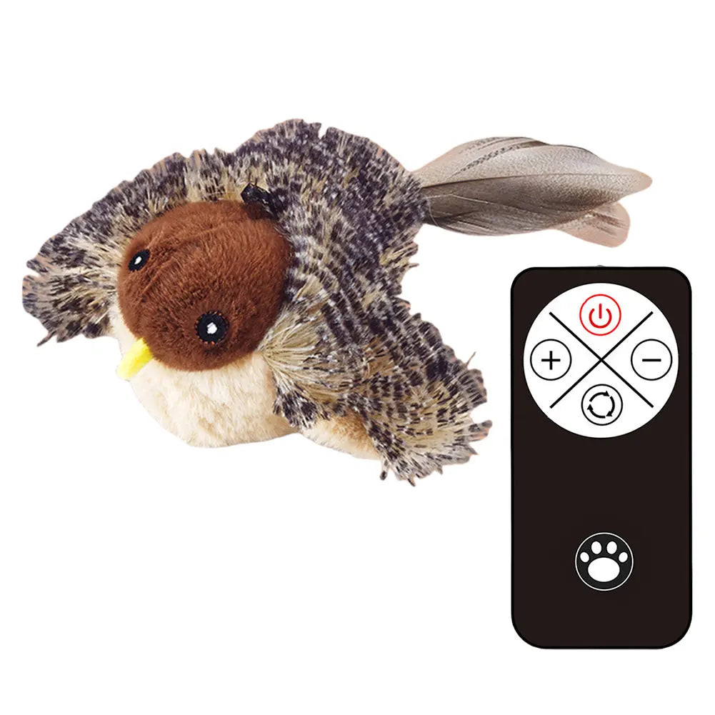 Interactive Cat Toys Flapping Bird Toy Flying Wings Sparrow Catnip Plush Interactive Toy