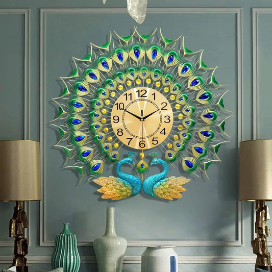 Modern Silent Analog Green Wall Clock with Diamond House Shape, Battery Powered