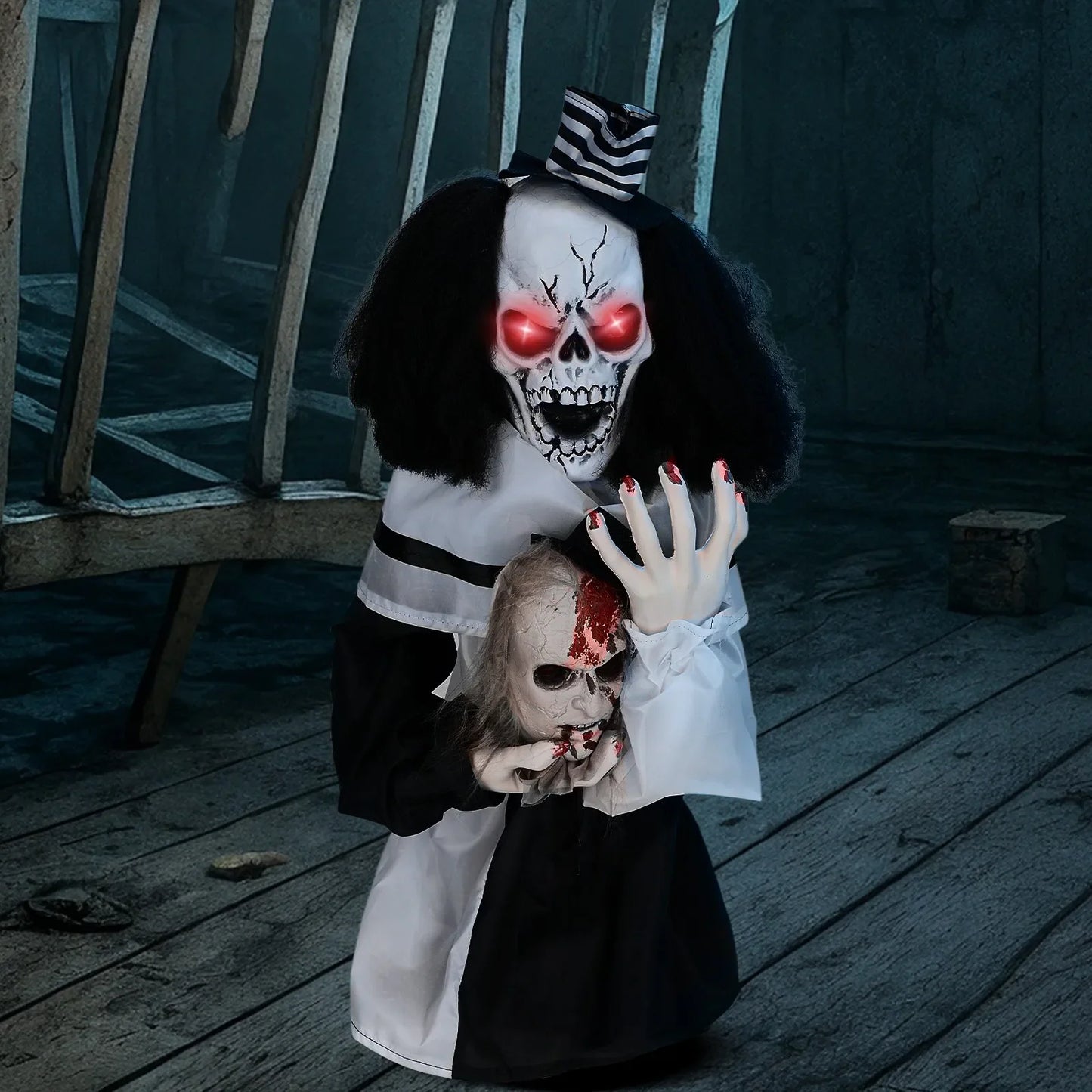 Horror Halloween Decor 1.8ft Scary Clown Creepy Sound Prop