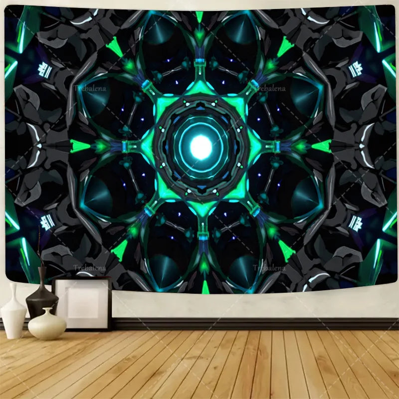 Elegant Angel Wings Wall Tapestry Boho Sunburst Design