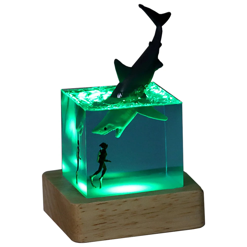 Marine Whale Cube Ornament With Light Ocean Decoration For Desktop Bookshelf