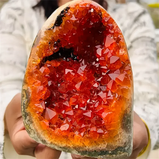 1PC Rare Orange Colorful Crystal Geode Rocks Cluster Quartz Stone Mineral Crystal Rock Ornament