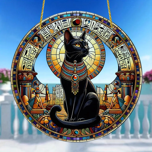 Egyptian Bastet Cat Suncatcher Acrylic Wall Hanging Home Decor