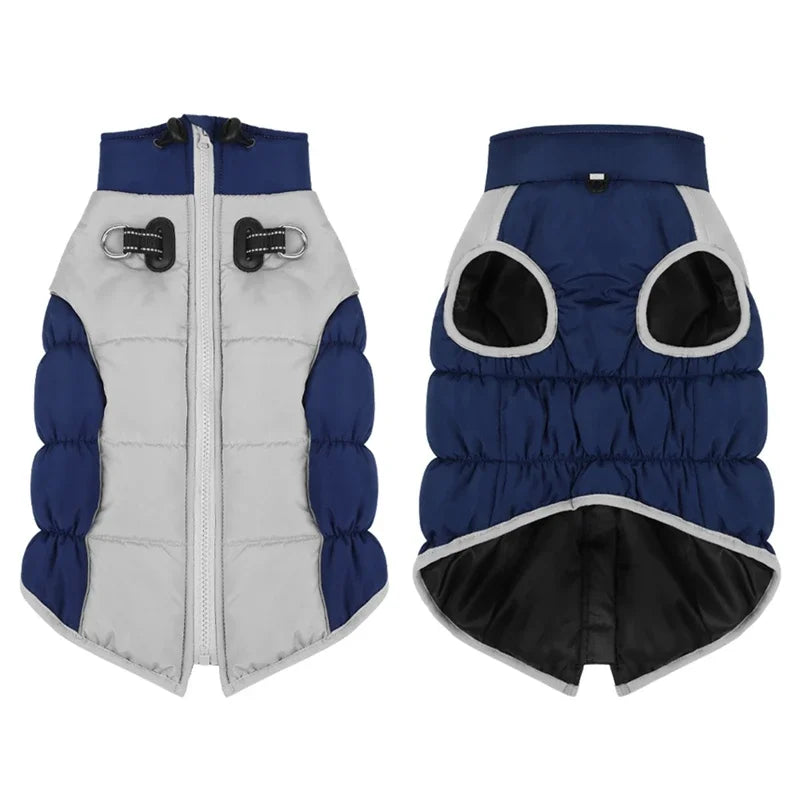 XL to 6XL Zipper Dog Winter Warm Coat Jacket Reflective Fleece Cold Weather Vest with Leash D Rings for Medium Large Dogs